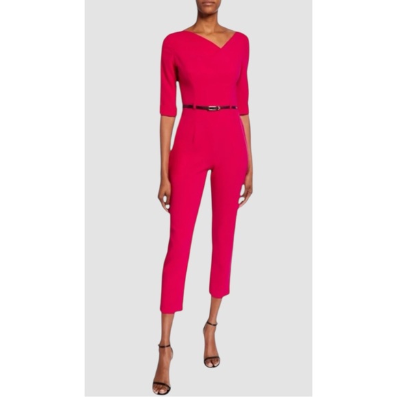 BLACK HALO | $435 Jackie O Asymmetric Half-Sleeve Belted Jumpsuit, Size 6 - Picture 13 of 13
